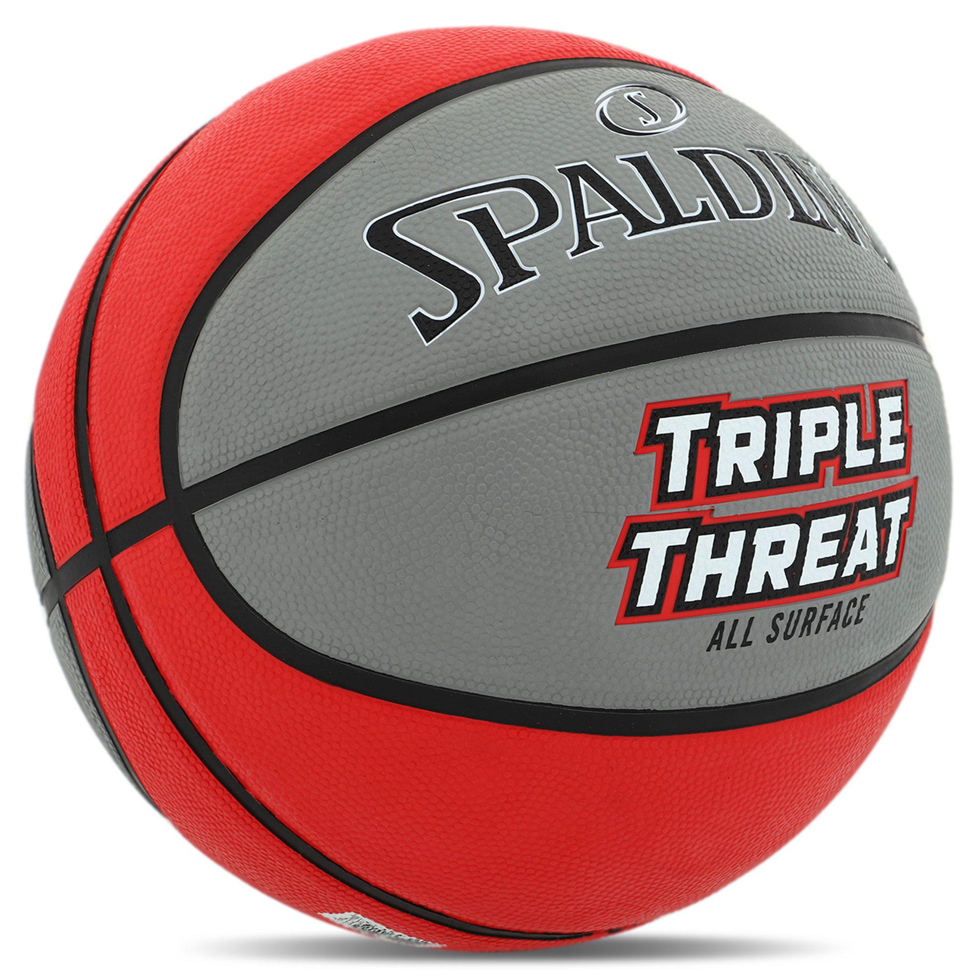 М'яч баскетбольний гумовий Spalding 84546Z TRIPLE THREAT №7 Сіро-червоний - фото 2