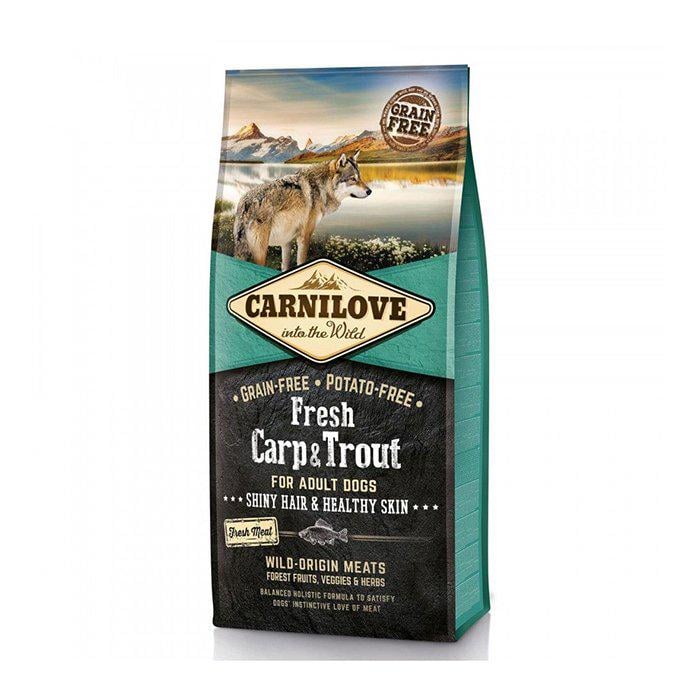 Корм сухой Carnilove Fresh Carp & Trout Shiny Hair & Healthy Skin с карпом и форелью для взрослых собак всех пород 1,5 кг (170871/7533)