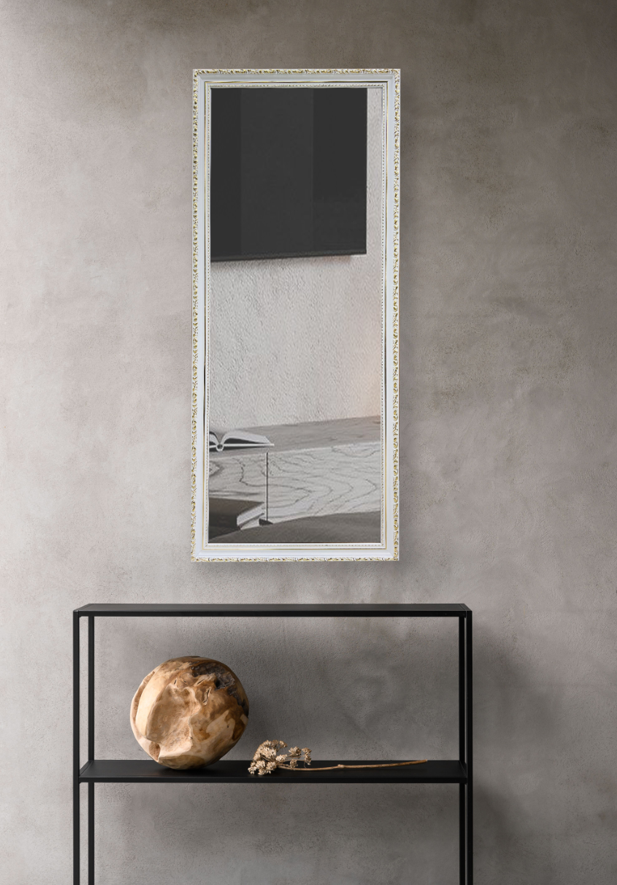 Дзеркало настінне CRYSTAL GLASS в багетній білій рамі 1500х600 мм (С2015)