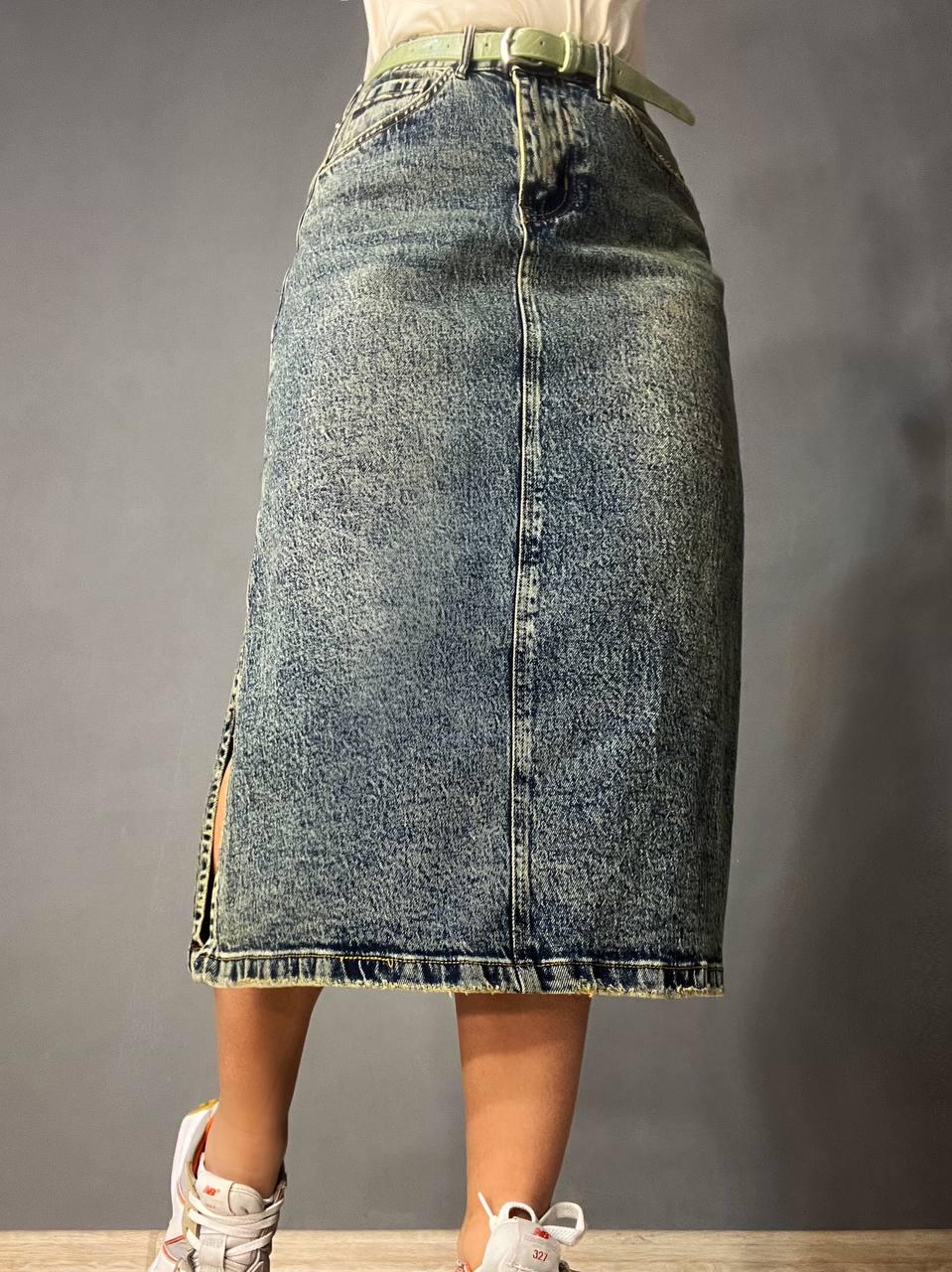 Спідниця жіноча джинсова ZJY 68005 довжина нижче коліна бічні розрізи р. 34 Синій/Зелений (3810) - фото 8 Спідниця жіноча джинсова ZJY 68005 довжина нижче коліна бічні розрізи р. 34 Синій/Зелений (3810) - фото 8