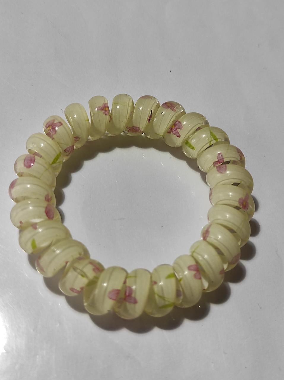 Резинка Спираль толстая с цветочным рисунком 5,5 см Белый (52-4-1783-Б)