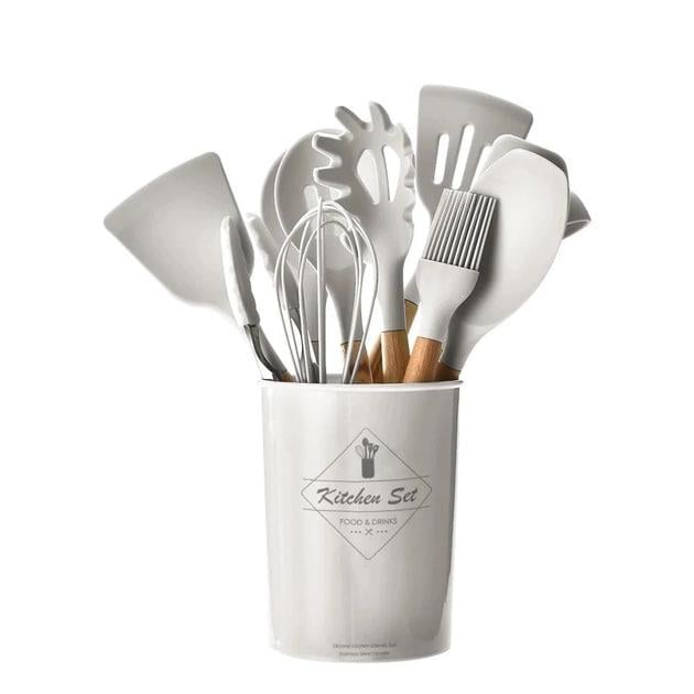 Набор кухонных принадлежностей Kitchen&Dining 12 шт. Серый/Молочный (10997179)