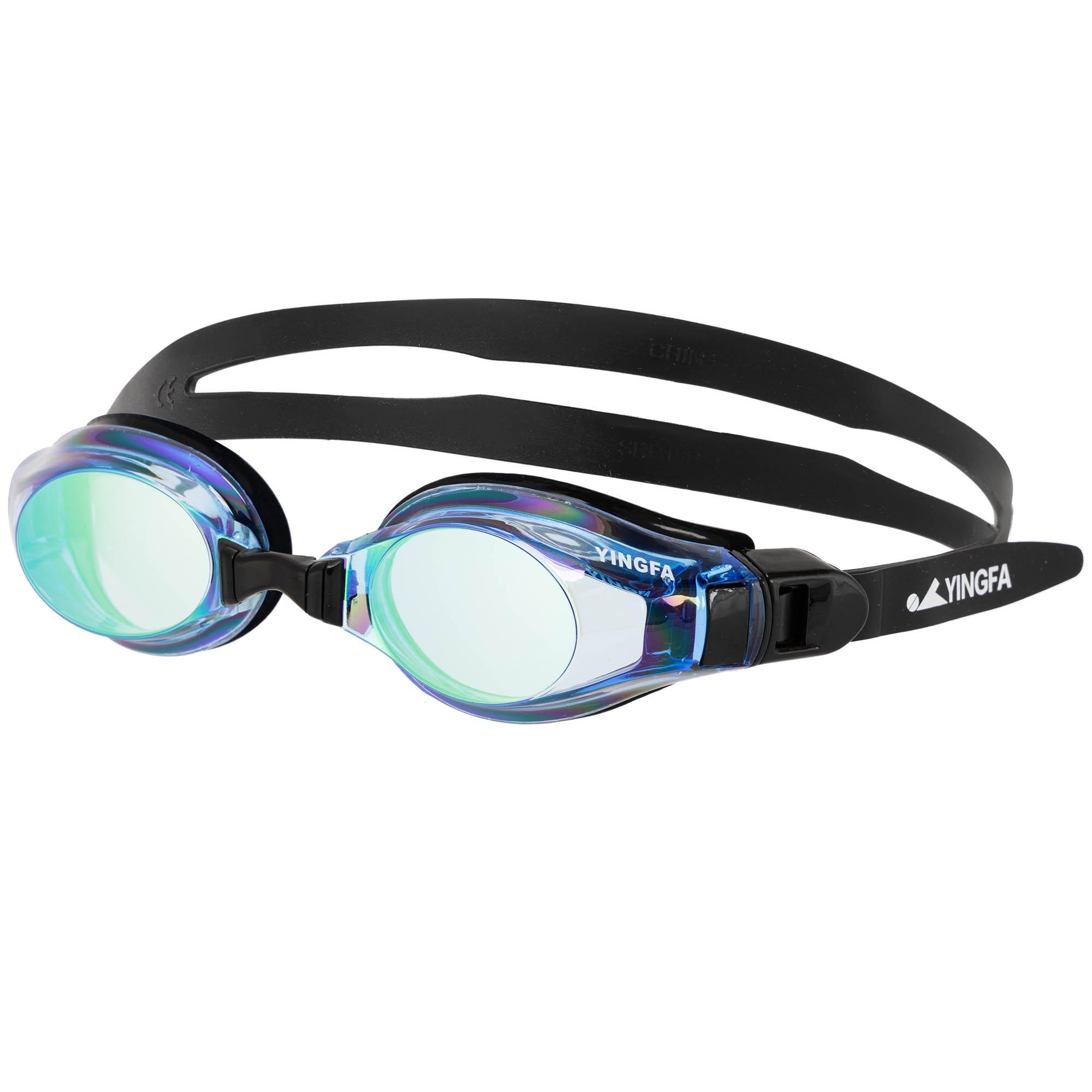 Очки для плавания взрослые YINGFA Y680AF-V радужные линзы Сине-черный (Y680AF-V_Синий-черный)