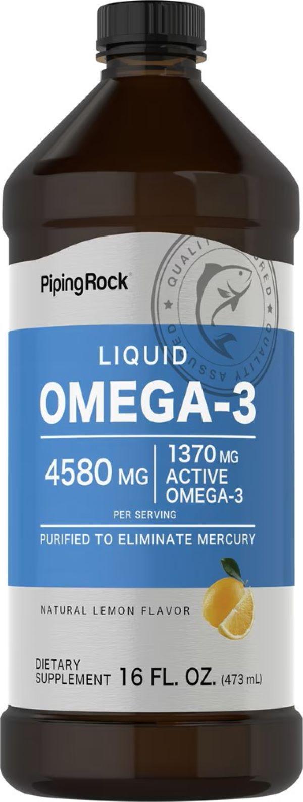 Омега-3 Piping Rock Liquid Omega-3 4580 mg per serving Natural Lemon 473 ml