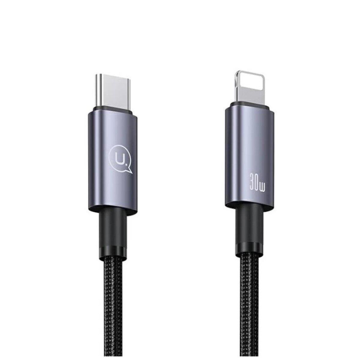 Кабель Usams US-SJ679 Type-C to Lightning 30W Aluminum Alloy Fast Charging Data Cable 0,25 м Black (20799862) - фото 1