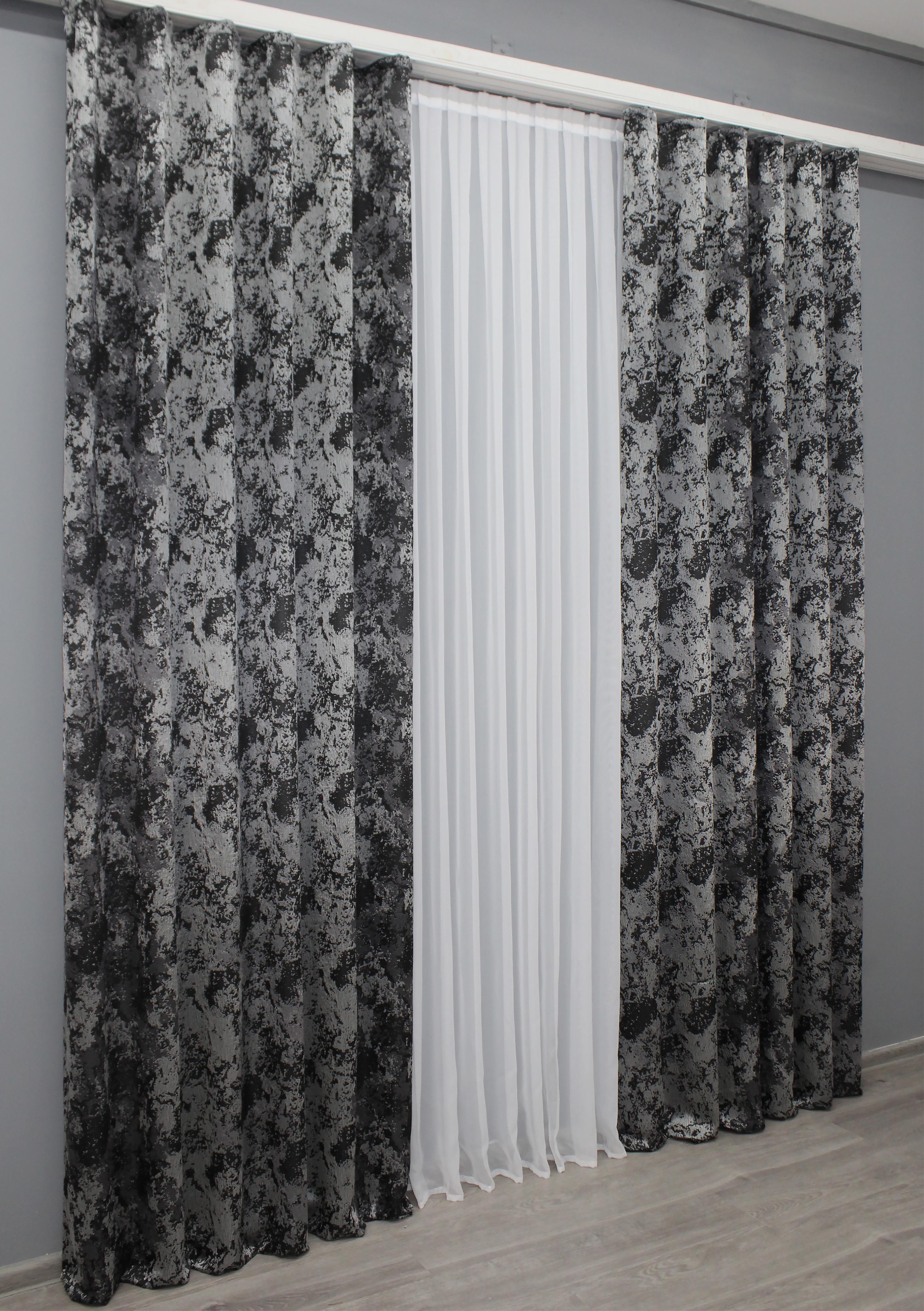 Комплект готовых штор VR-Textil Мрамор Al-7 № 1464ш 150х290 см 2 шт. Серый/Черный (33-0327) - фото 4 Комплект готовых штор VR-Textil Мрамор Al-7 № 1464ш 150х290 см 2 шт. Серый/Черный (33-0327) - фото 4