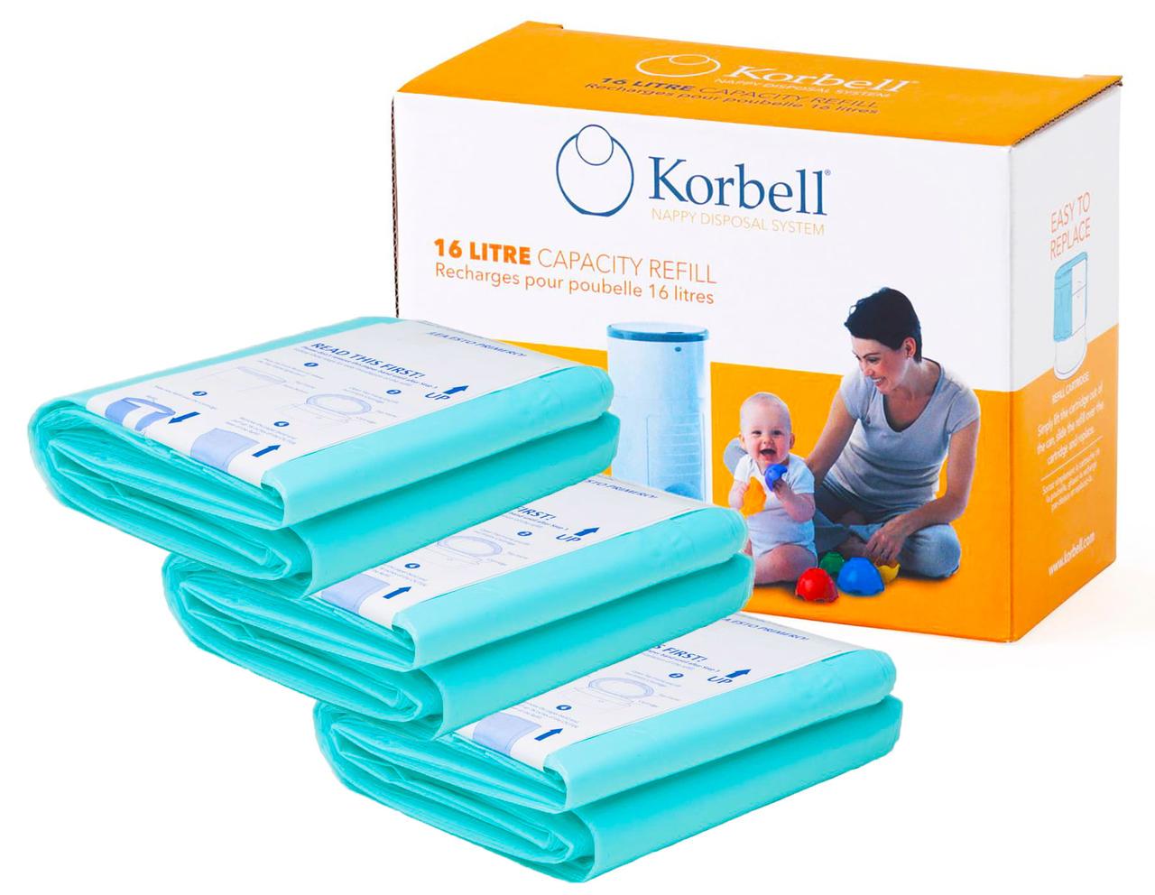 Вкладыши запасные Korbell для подгузников для корзины 3 пакета 16 л (2377148434)
