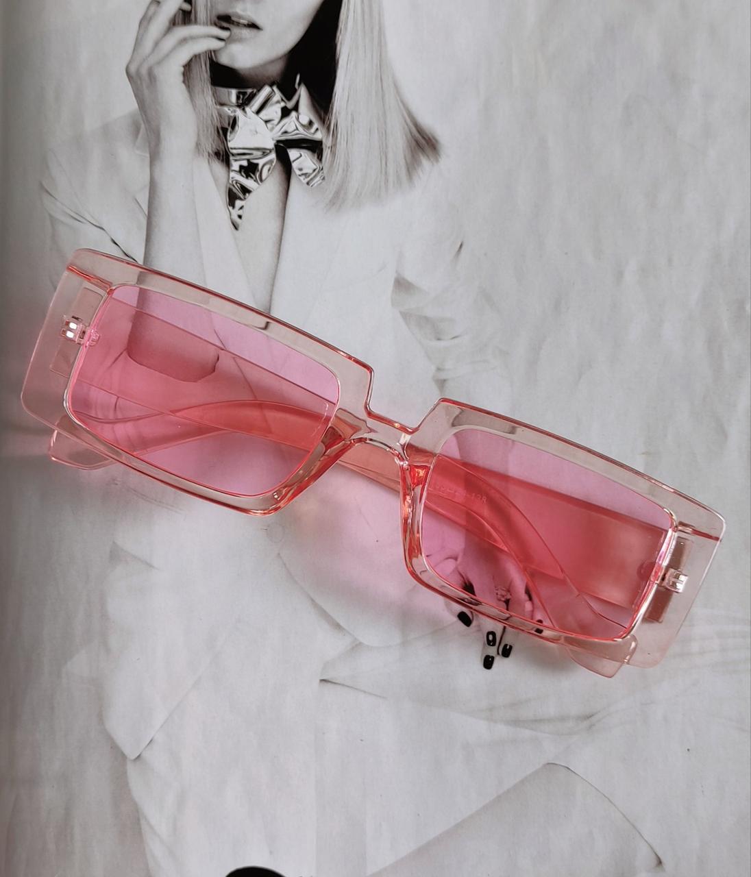 Солнцезащитные очки прямоугольные в широкой оправе Розовый