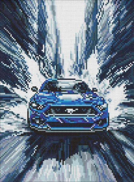 Алмазная мозаика Ideyka Синий мустанг 30x40 см (Id-AMO8249)