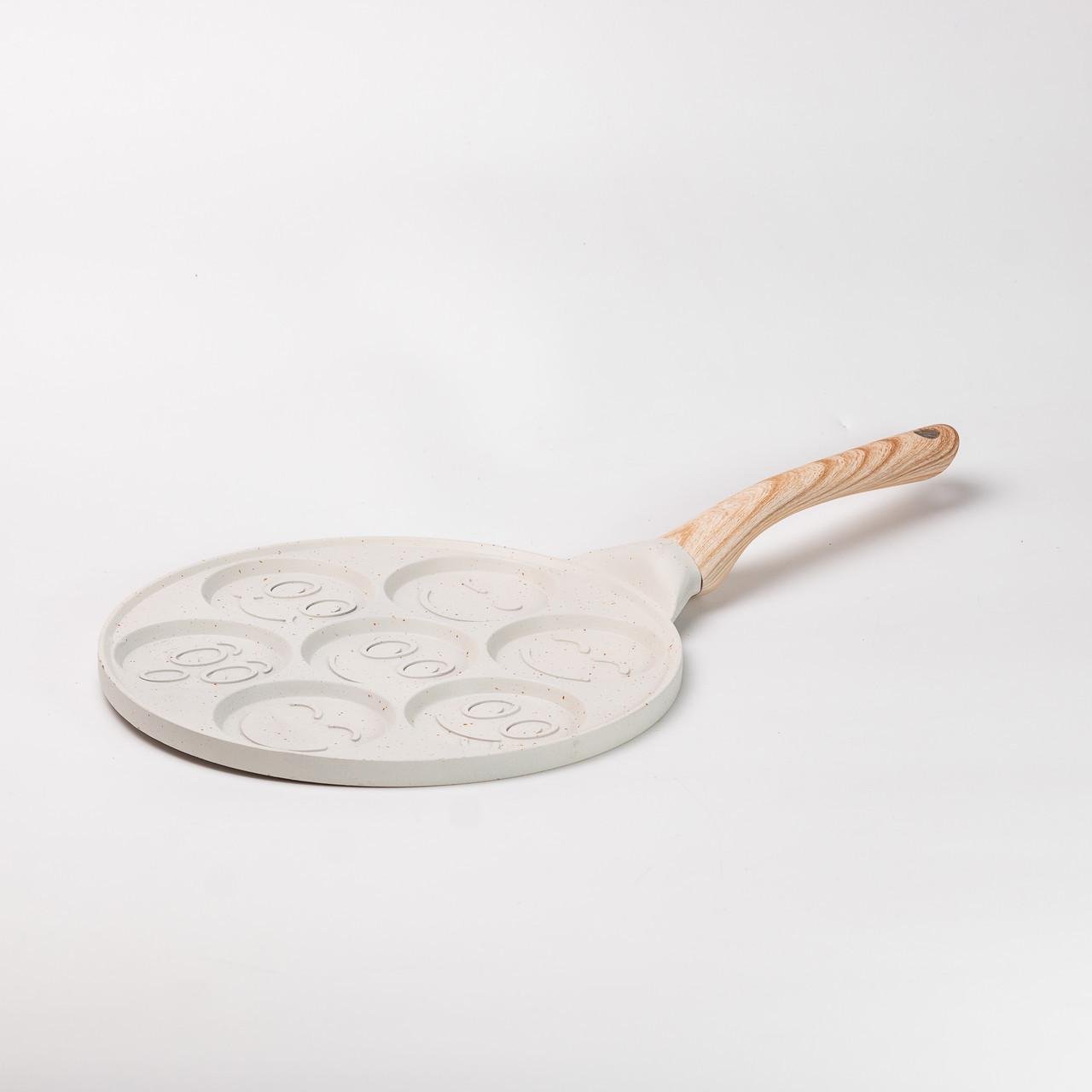 Сковорода для панкейков Смайл Ø 26,5 см на 7 секций Бежевый