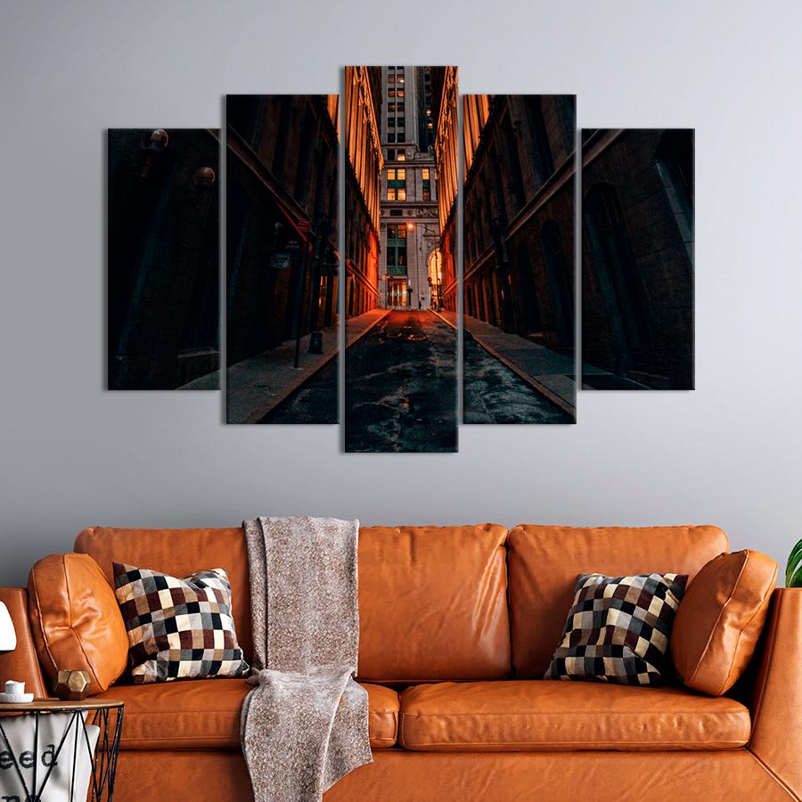 Картина город Пустынная аллея вечернего Детройта 112x68 см (A566-5)