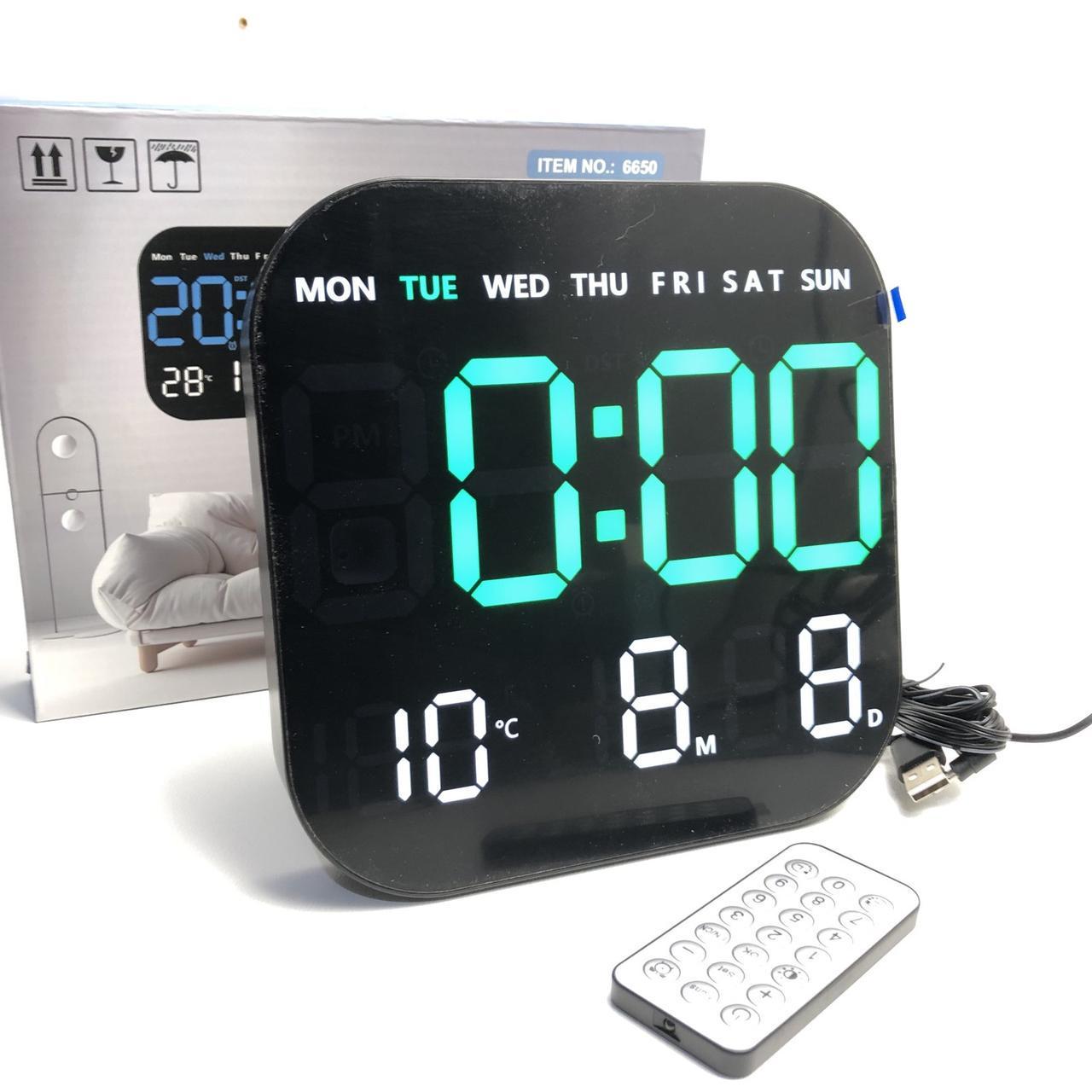 Часы светодиодные электронные WL-1200/6650 цифровые настольные 12/24 часов с будильником температурой/датой