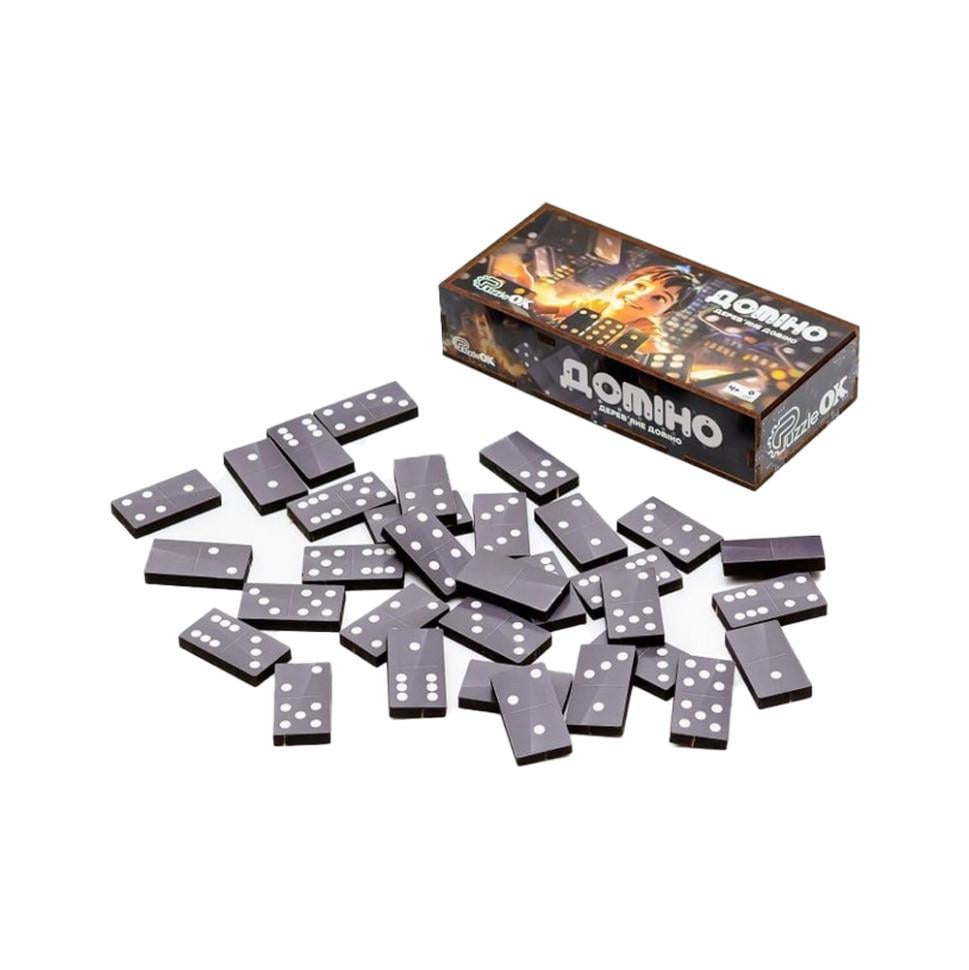 Настільна гра PuzzleOK Дерев'яна Доміно 28 елементів 15х7х3,2 см від 4 років Коричневий (SR-113-N-972) - фото 3