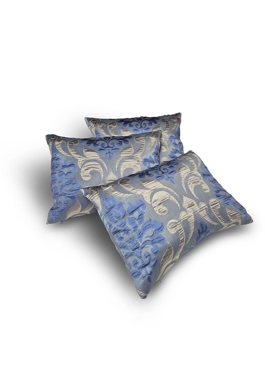 Комплект декоративних подушок Firanka Damask 47х35 см 3 шт. Блакитний/Бірюзовий/Бронзовий (п_0853)