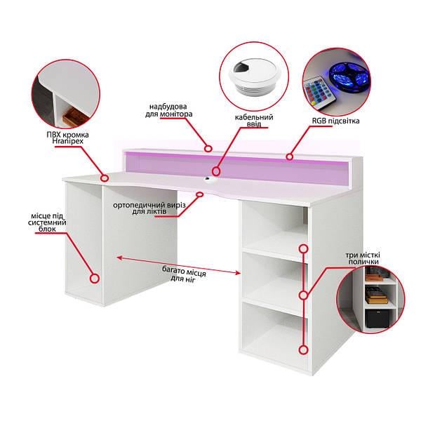 Компьютерный стол Mebellini Маршал Classic 1200х710/860х600 мм Белый (арт.SKEP1000-008) - фото 3 Компьютерный стол Mebellini Маршал Classic 1200х710/860х600 мм Белый (арт.SKEP1000-008) - фото 3