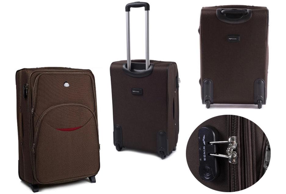Валіза текстильна Wings 1708 M на 2 колесах Коричневий (CETKNWI1708MS2KOR) - фото 4