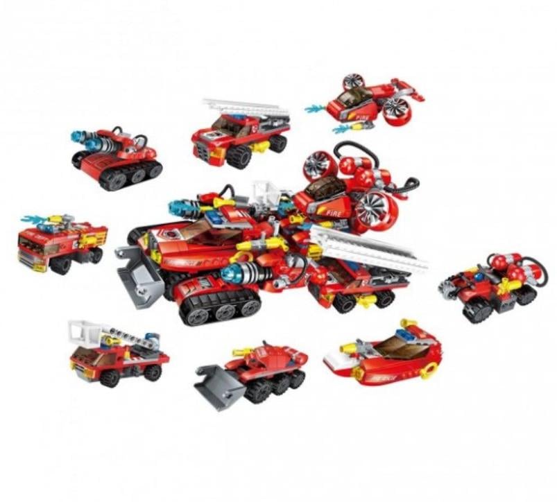 Конструктор Qman 8в1 Пожарная техника 571 дет.