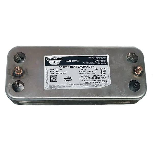 Теплообменник пластинчатый ГВС Zilmet 14 пластин для газового котла Airfel Digifix Duo/Integrity Plus 7021820030 (00000062703)