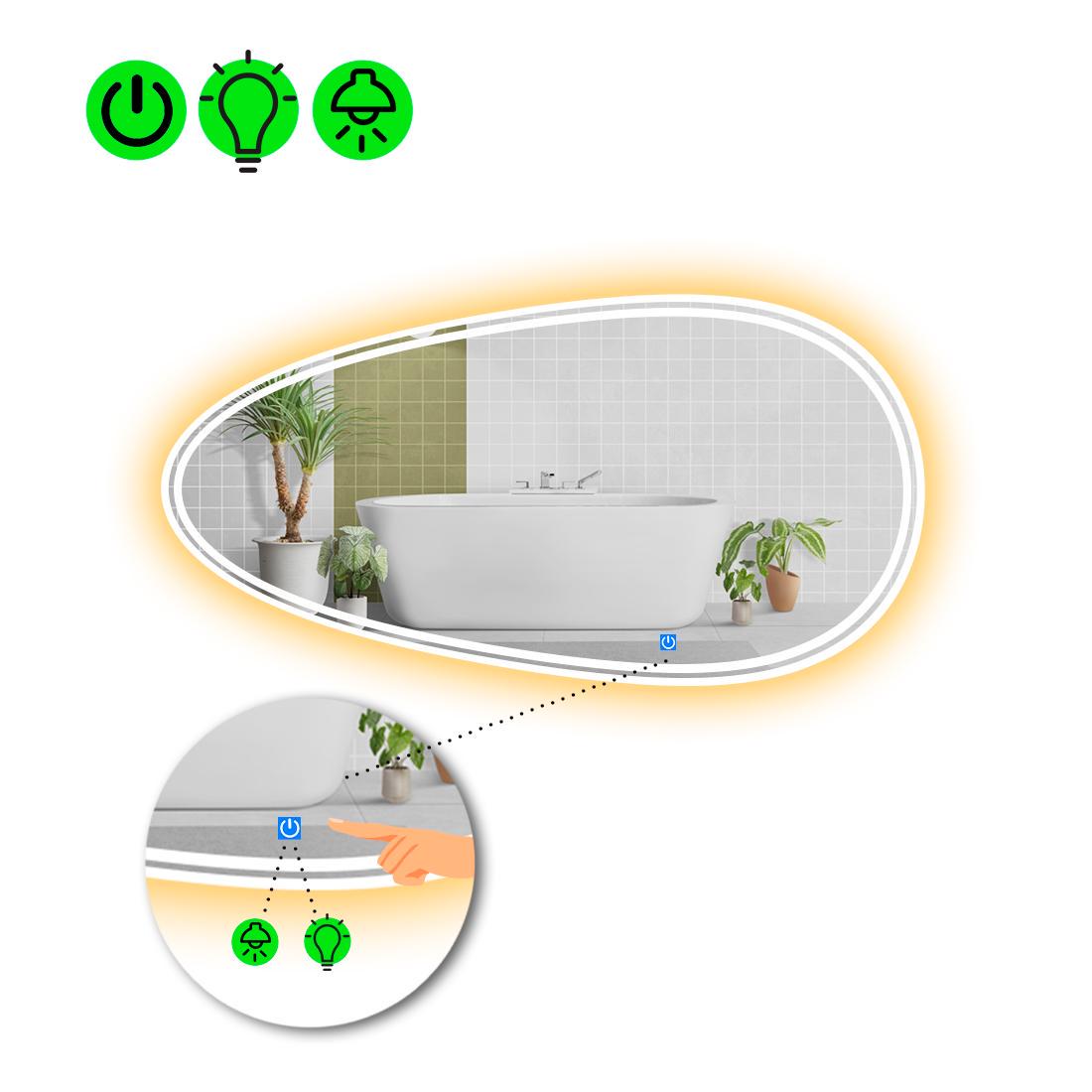 Зеркало с LED подсветкой Occhio 4 с сенсорной кнопкой управления 100x50 см (8776943) Зеркало с LED подсветкой Occhio 4 с сенсорной кнопкой управления 100x50 см (8776943)