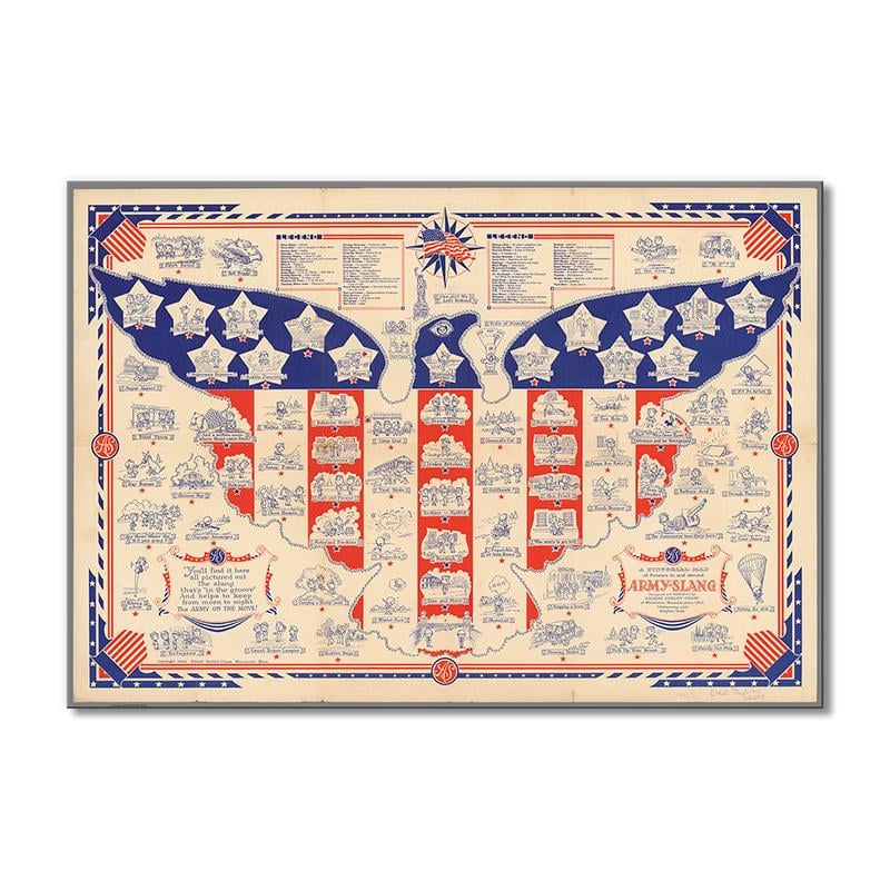 Винтажная карта Карта США туристическая карта Легендарный мир 1 модуль 80x120 см