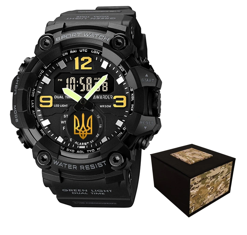 Наручные часы Awarder 003BKUAGD Трезубец золото с коробкой Черный