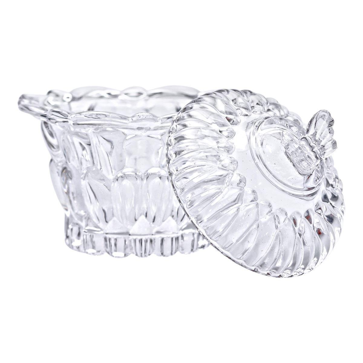 Сахарница стеклянная круглая с крышкой 9 см Прозрачный (6977)