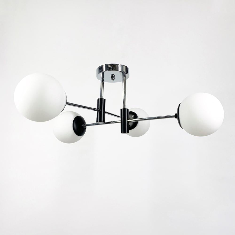 Люстра потолочная на 4 белых плафона Ø 60 см Хром (51797/4 CH+BK+WT) - фото 1 Люстра потолочная на 4 белых плафона Ø 60 см Хром (51797/4 CH+BK+WT) - фото 1