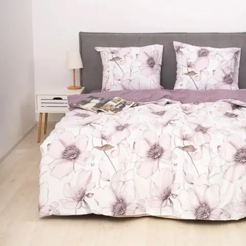 Комплект постельного белья Viluta с узором ранфорс премиум евро 220x240 см Розовый (PB-456-A-623)