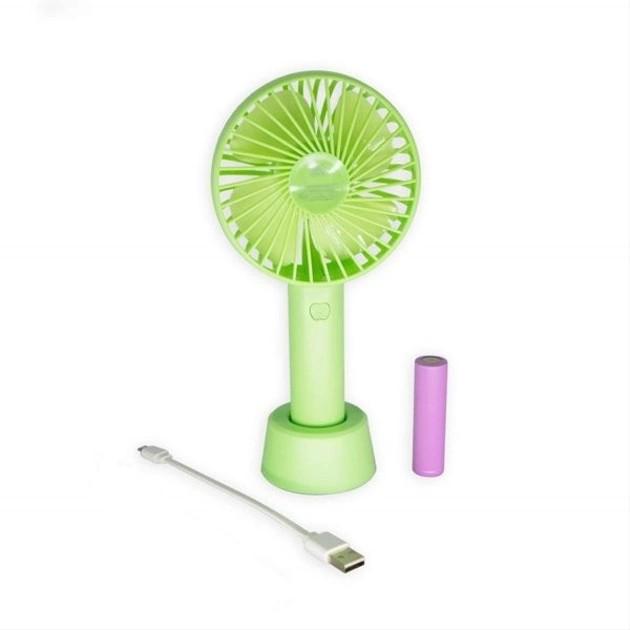 Вентилятор ручний акумуляторний Portable Fan з підставкою та USB-зарядкою Green (54522G) - фото 2