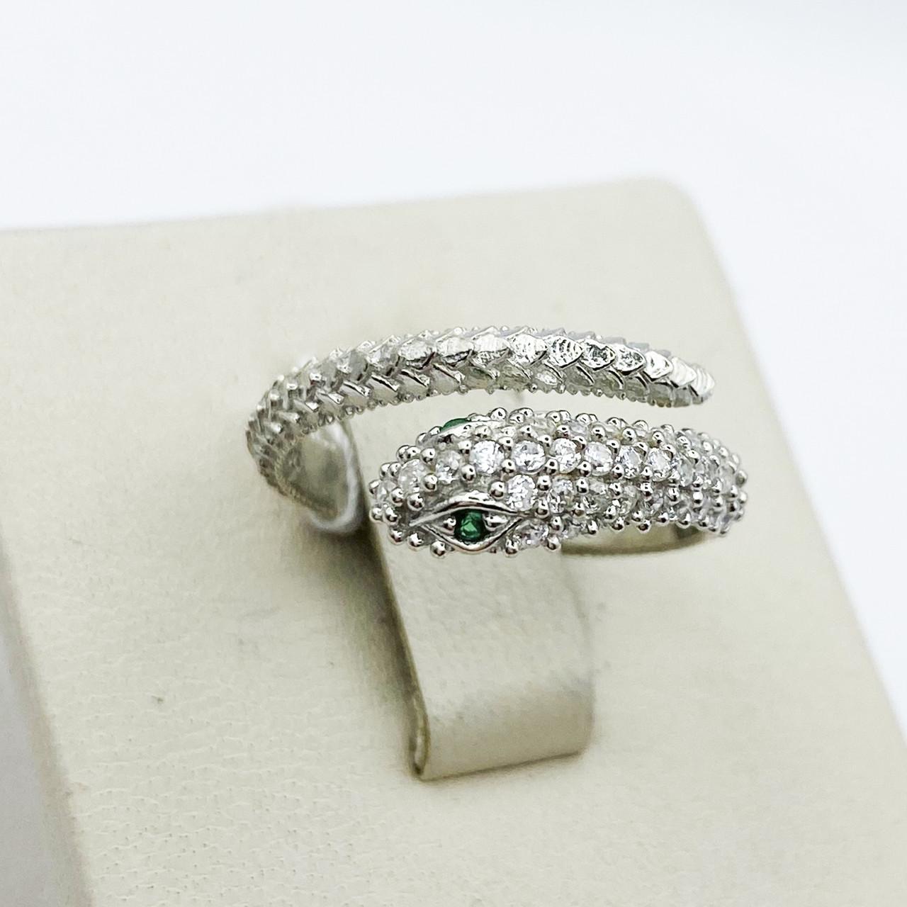Кольцо серебряное Змея с кубическим цирконием р. 17 2,94 г (1906593038)