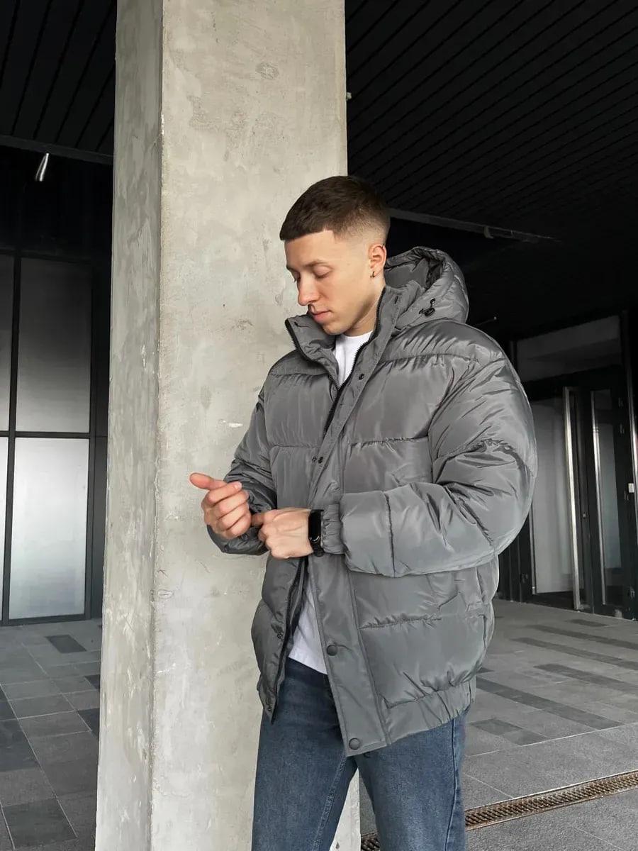 Куртка чоловіча зимова Oslo оверсайз дута S Темно-сірий (26516/2/1) - фото 2 Куртка чоловіча зимова Oslo оверсайз дута S Темно-сірий (26516/2/1) - фото 2