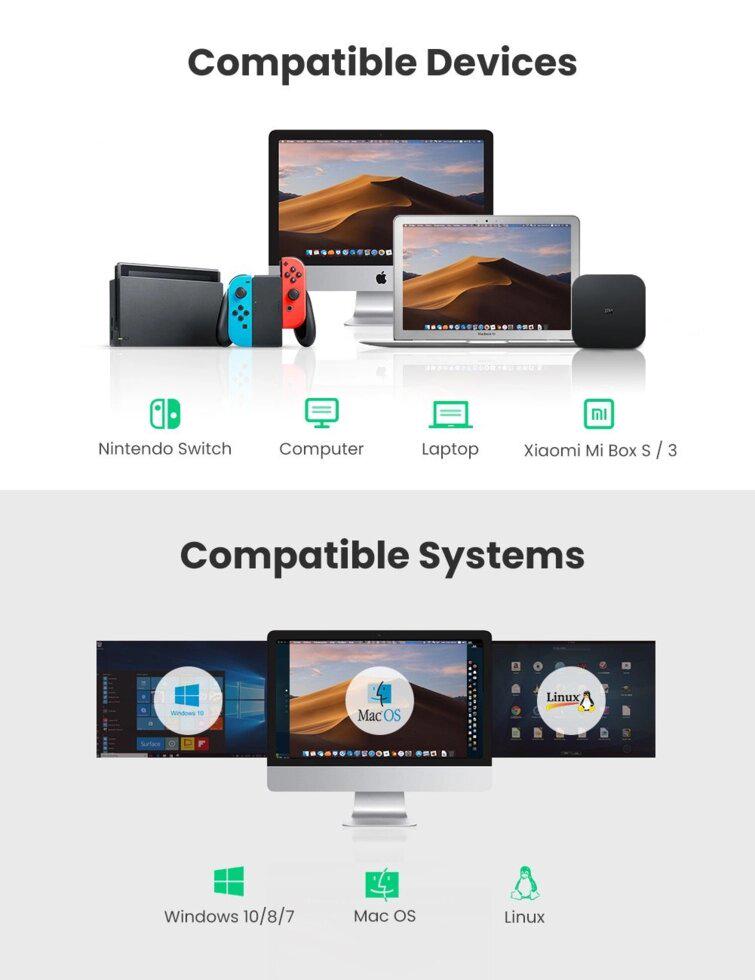 Мережевий адаптер UGREEN CR111 USB to RJ-45 Black (20256) - фото 5 Мережевий адаптер UGREEN CR111 USB to RJ-45 Black (20256) - фото 5