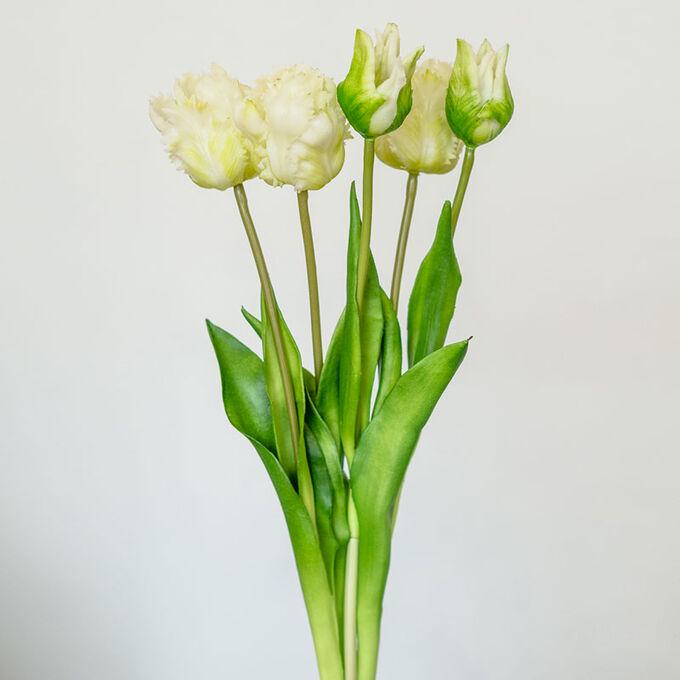 Тюльпан кудрявый букет LUX 3+2 45 см силикон Белый (35142) - фото 4 Тюльпан кудрявый букет LUX 3+2 45 см силикон Белый (35142) - фото 4