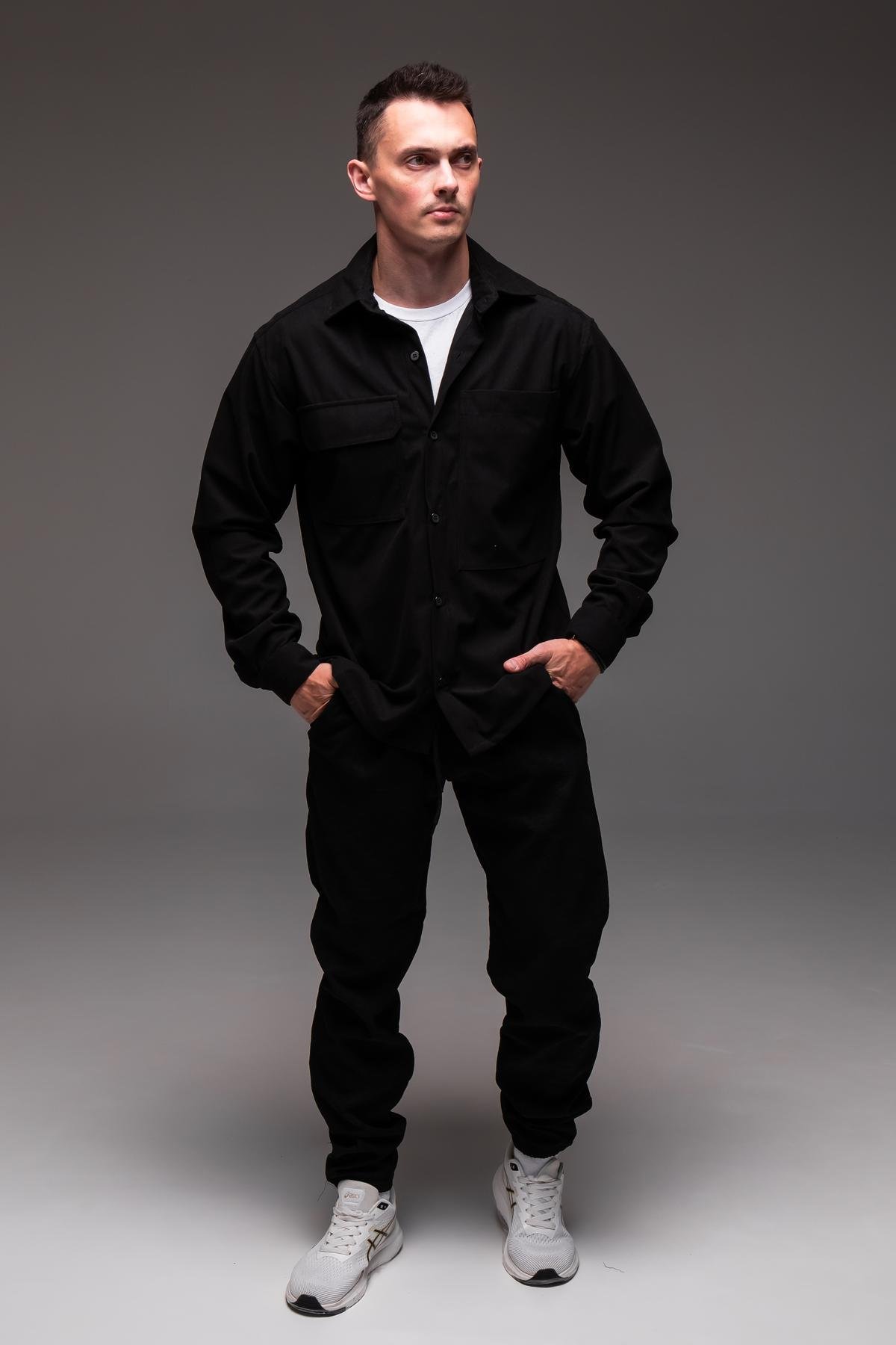 Костюм вельветовый мужской весенне-осенний хлопковый XL Черный (2422/3)