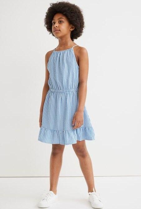 Платье H&M 1029390 Полоски 170 см Синий