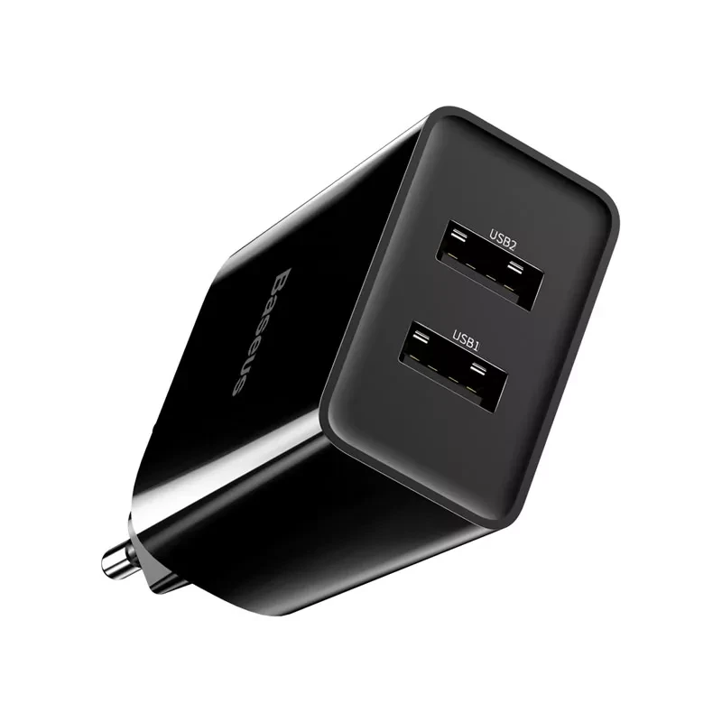 Блок для зарядки Baseus Speed Mini Dual U Charger 2USB 2A 10.5W Чорний - фото 3