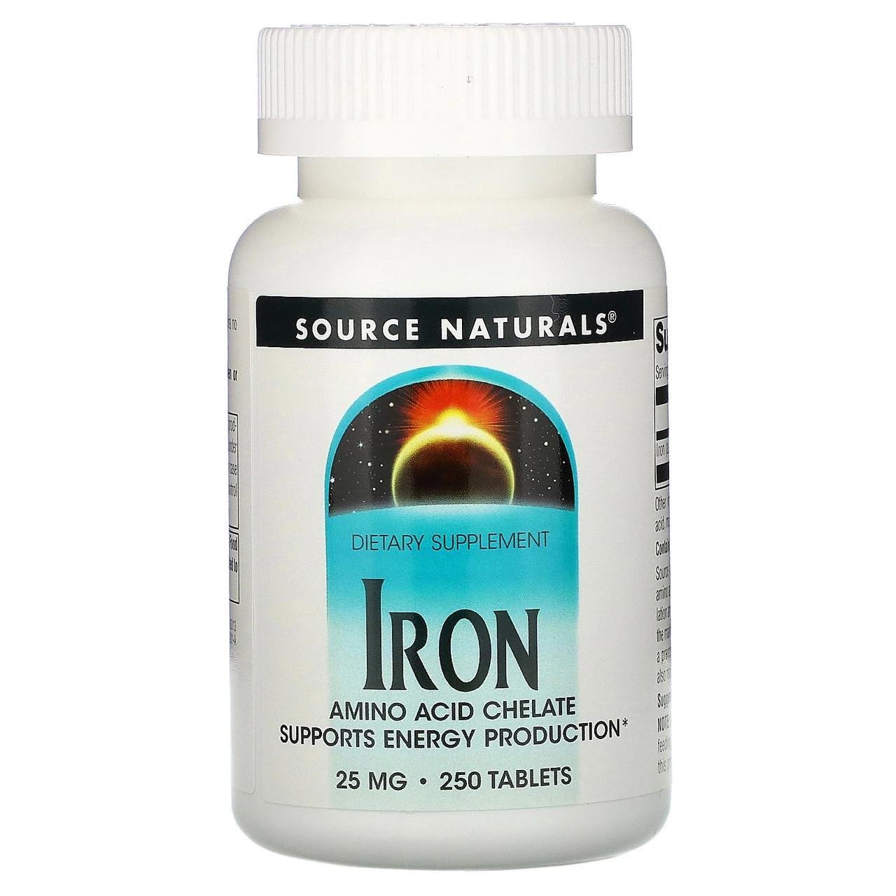 Железо хелат Source Naturals Iron Chelate 25 мг 250 таблеток