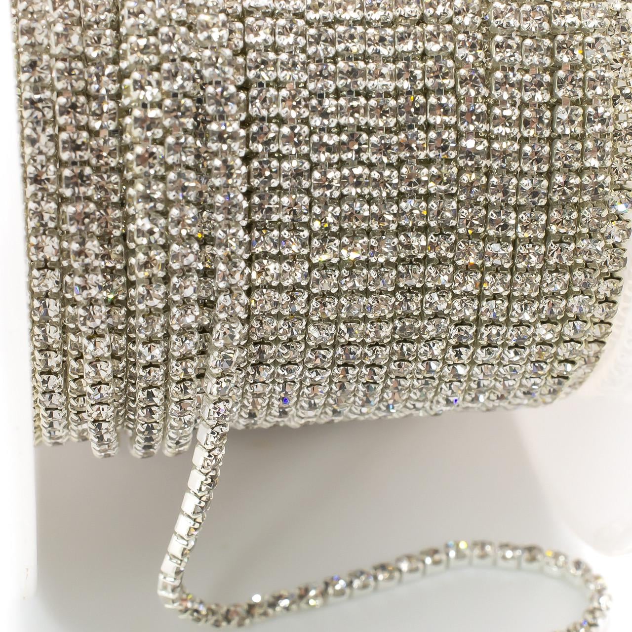Цепь стразовая SS4 1,5 мм 1 м Crystal silver (ЦС0401с01)