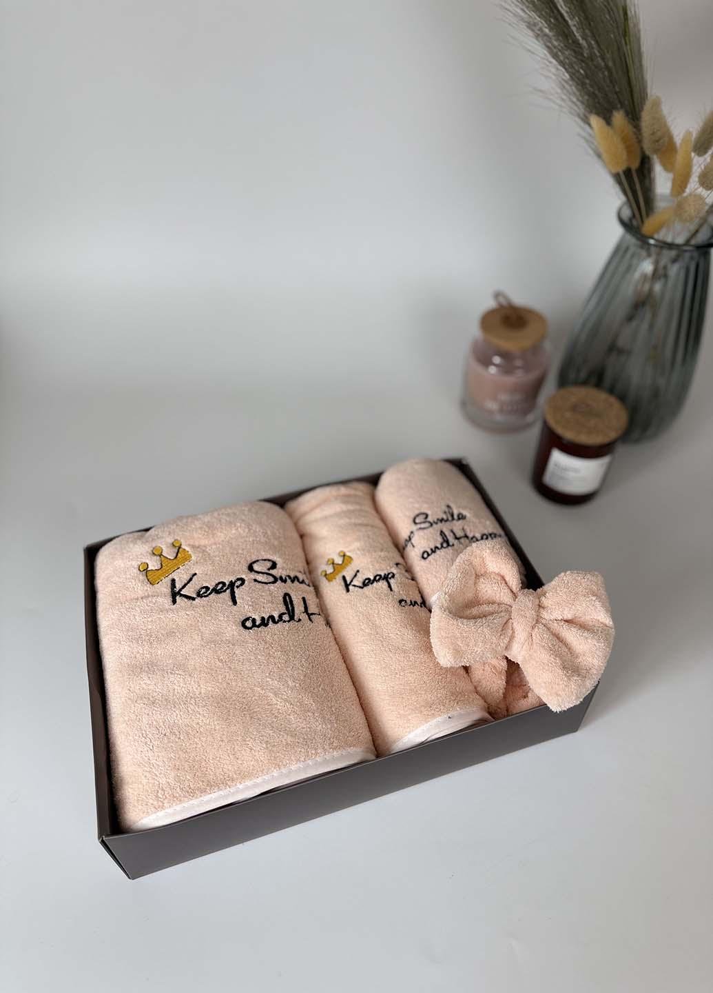 Подарочный набор полотенец из микрофибры Персиковый (53-3) - фото 3