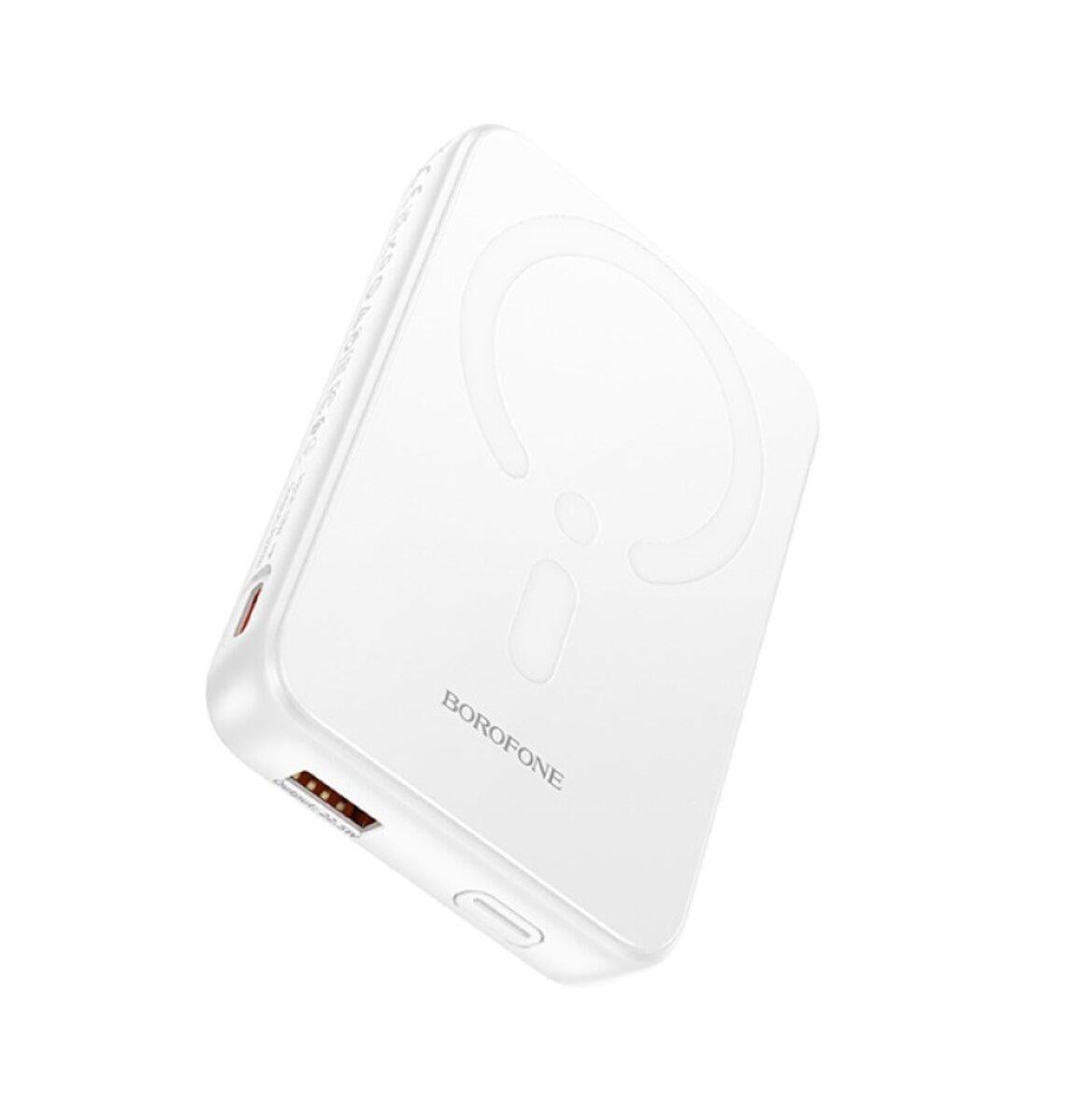 Повербанк Borofone BJ47 Quick 10000 mAh з MagSafe та трьома інтерфейсами зарядки White