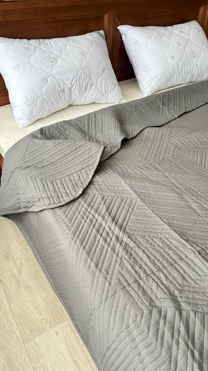 Покрывало двухстороннее Koloco стеганное хлопковое евро 200x230 см Графитовый (К5300В-2) - фото 5