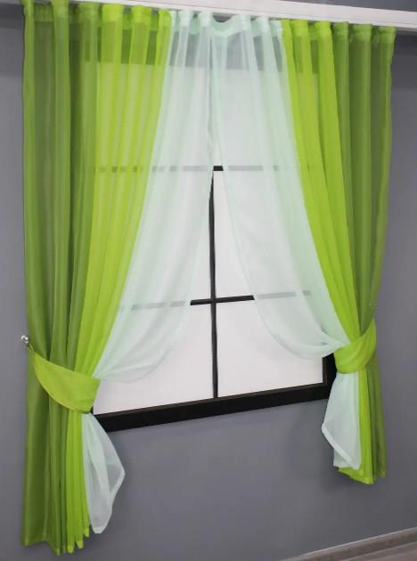 Шторы кухонные шифон 400х170 см Оливковый/Салатовый/Мятный (054к) - фото 5 Шторы кухонные шифон 400х170 см Оливковый/Салатовый/Мятный (054к) - фото 5