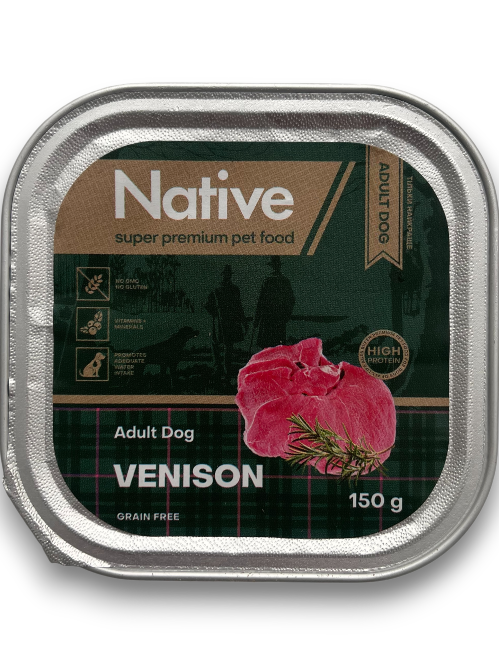 Корм вологий повнораціонний для дорослих собак NATIVE Venison у вигляді шматочків в желе з олениною 150 г