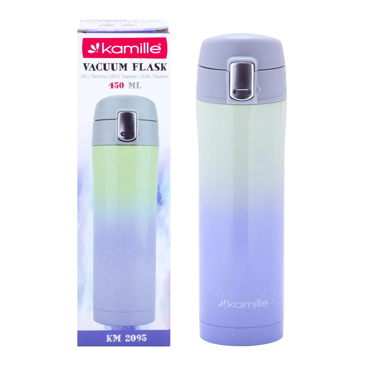 Термос Kamille из нержавеющей стали 450 мл Зеленый (KM-2095)