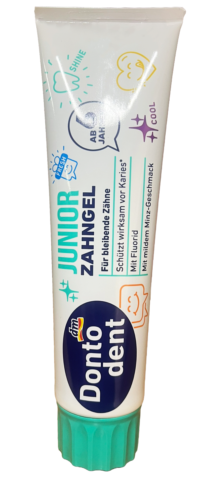 Зубная паста-гель детская Dontodent Junior с фтором с мягким мятным вкусом от 6 лет 100 мл (133344)