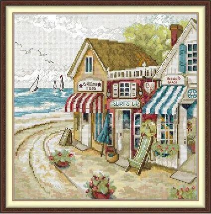 Набор для вышивания крестиком Shop by the Sea Aida 14 с нанесенной схемой 34х34 см (2108955761) Набор для вышивания крестиком Shop by the Sea Aida 14 с нанесенной схемой 34х34 см (2108955761)