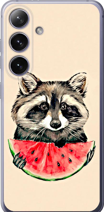 Чехол на Samsung Galaxy S24 Plus Енотик с арбузом (4605u-3388-42517)