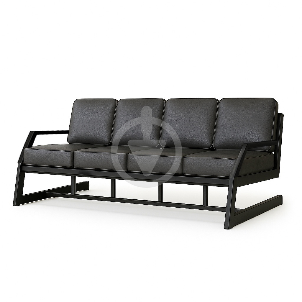 Диван металлический AVVS Атлас с подлокотниками лофт экокожа 246 см Темно-серый