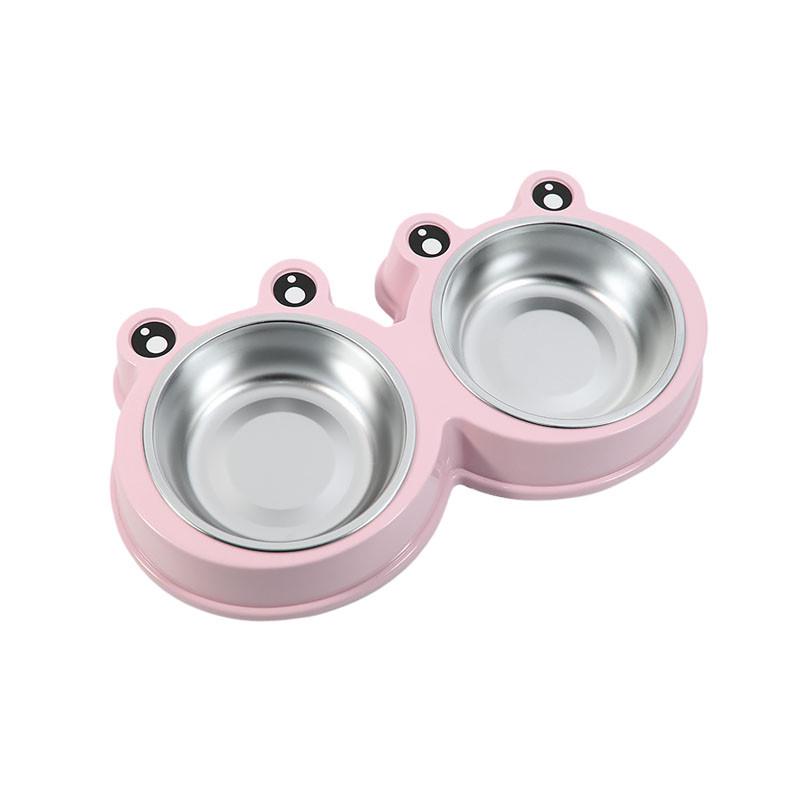 Миска Taotaopets Frog 135501 Pink тарелка для котов и собак двойная 27,5x15x4 см