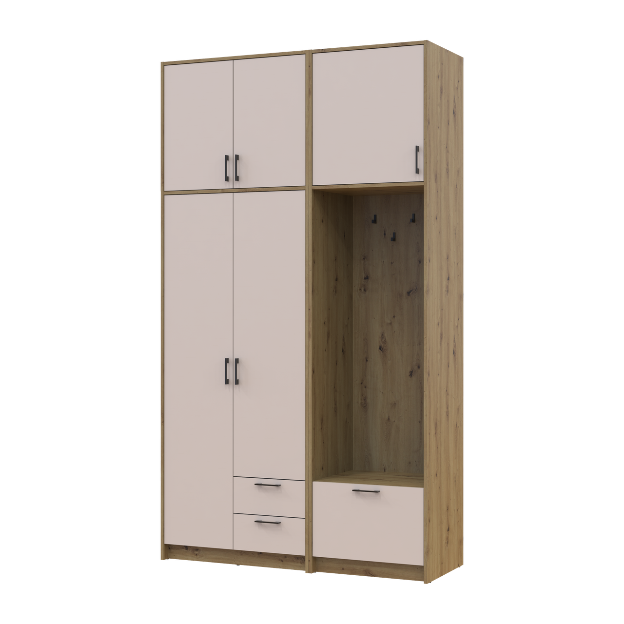 Шкаф для одежды Doros Ронди с вешалкой и высокой антресолей 2 ДСП 142х52х260 см Дуб Артизан/Кашемир (42005276)